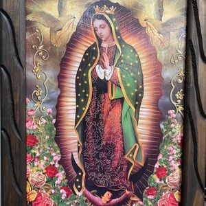 Cuadro de Madera Rústico La Virgen de Guadalupe